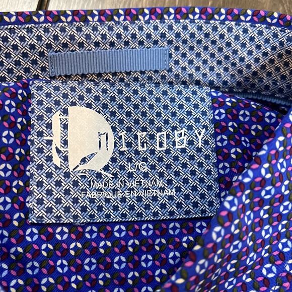 Nicoby Blue Print Button Down Shirt Men's Size Large NWT - Picture 5 of 8